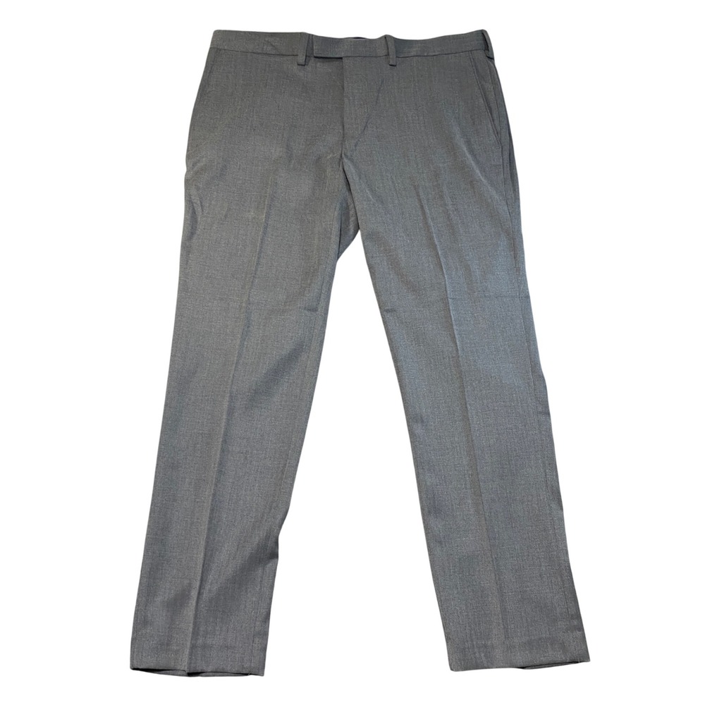 Louis Raphael Mens Slim Fit‎ Stretch Dress Pants 38x30 Cement Mini Herringbone
